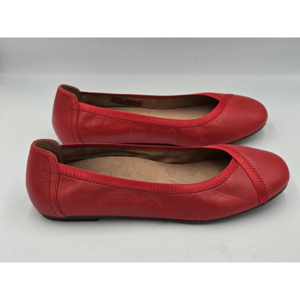 VIONIC Womens Caroll Nappa Red Leather Ballet Flats Shoes Size 11 Wide